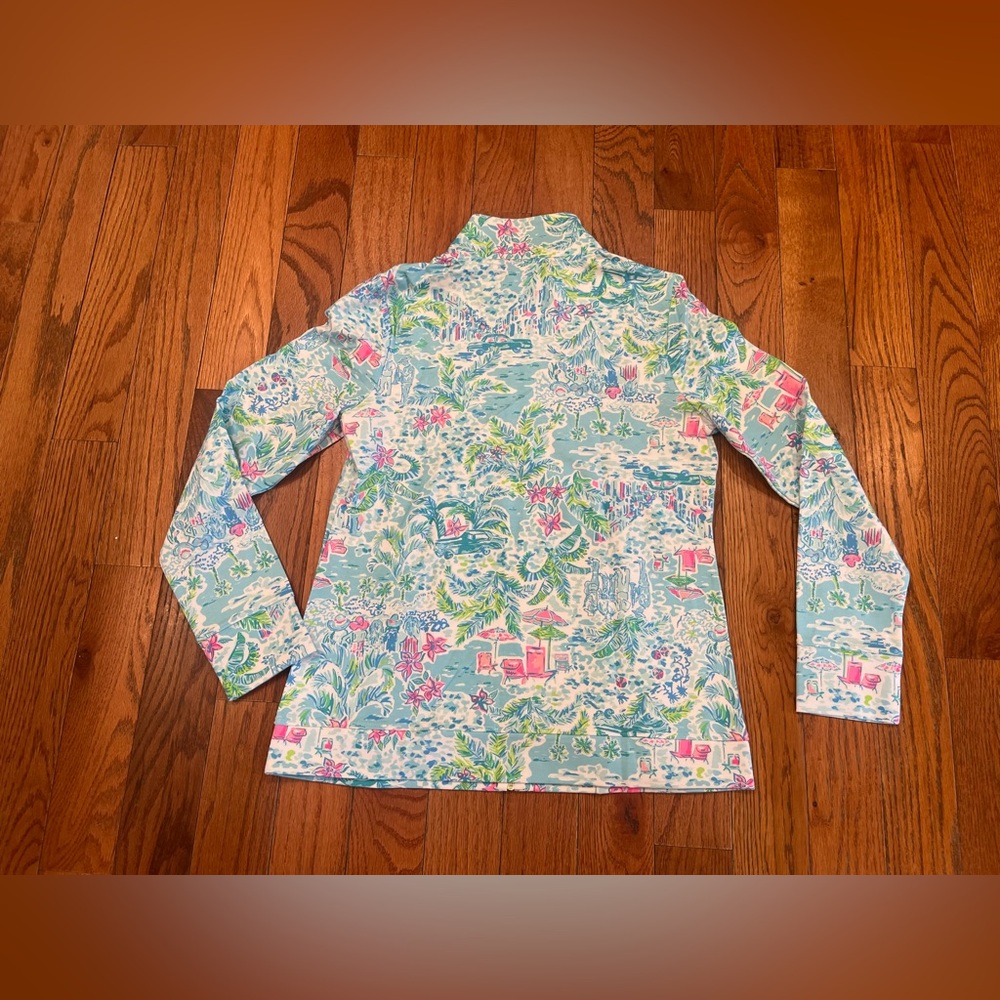 Lilly Pulitzer Popover Jacket Medium M Florida Beach Scenes Full Zip French - Picture 6 of 7